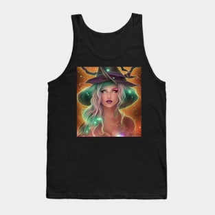 Women Wicca Art Witchy Artwork Beautiful Witch Girl Tank Top